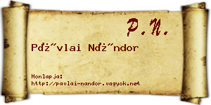 Pávlai Nándor névjegykártya